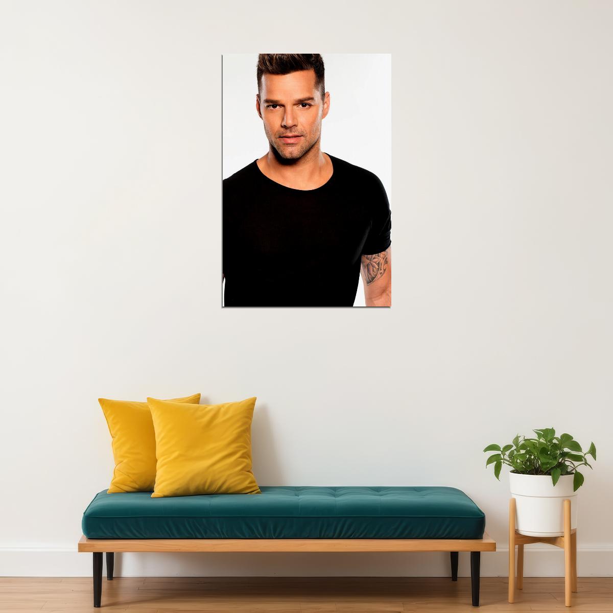 Ricky Martin Black T-shirt Writer Artist Poster Wall Art Print Home Wall Decor - xonomax