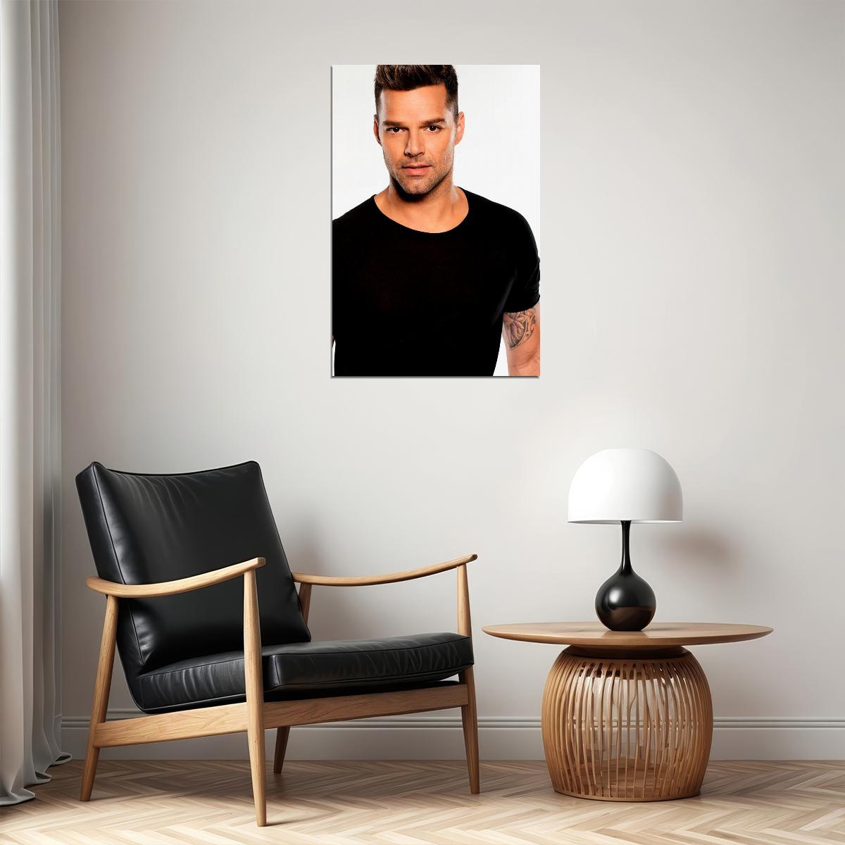 Ricky Martin Black T-shirt Writer Artist Poster Wall Art Print Home Wall Decor - xonomax