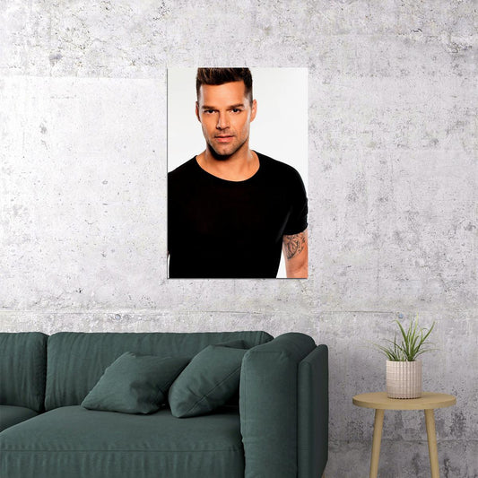 Ricky Martin Black T-shirt Writer Artist Poster Wall Art Print Home Wall Decor - xonomax