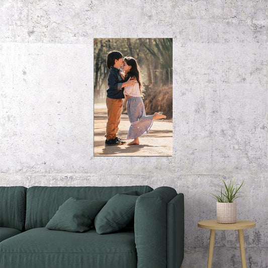 Young Love Small Boy And Girl Kissing Picture Poster Wall Art Print Home Wall Decor - xonomax