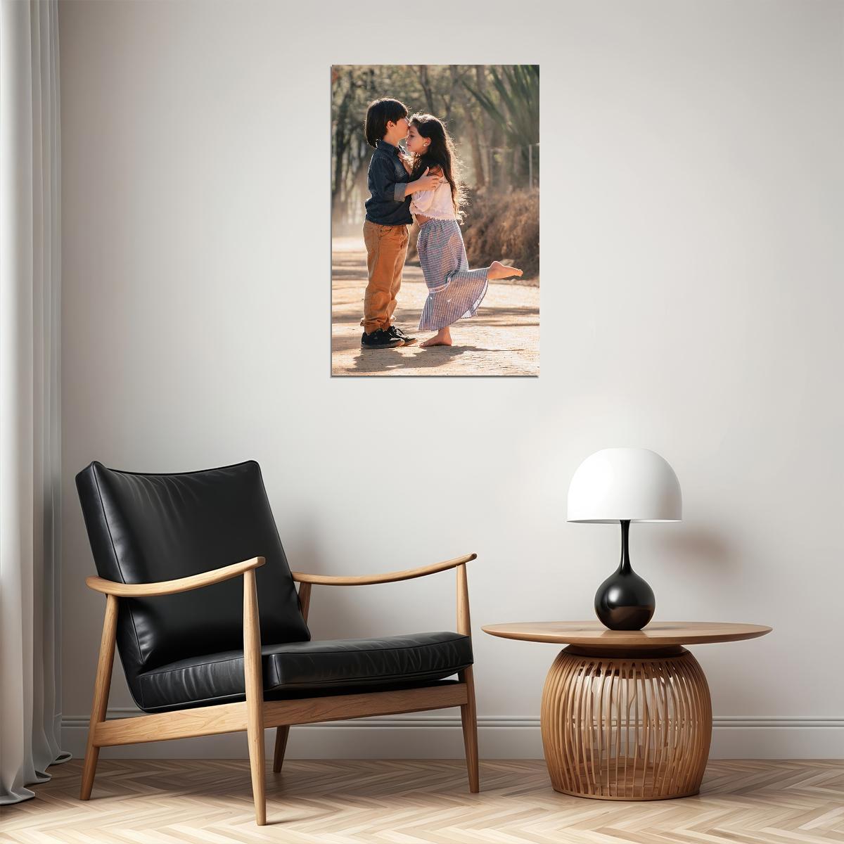 Young Love Small Boy And Girl Kissing Picture Poster Wall Art Print Home Wall Decor - xonomax