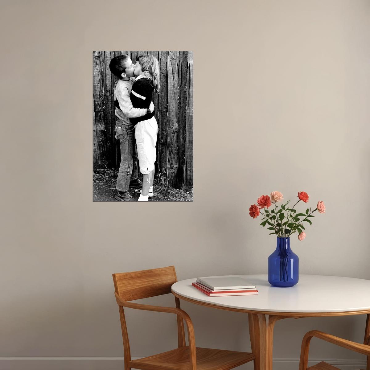 Young Love Small Boy And Girl Kissing Poster Wall Art Print Home Wall Decor - xonomax