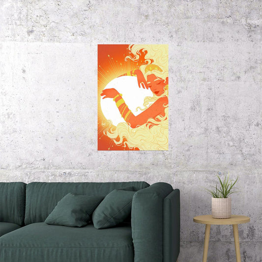 Psychedelic Sleeping Sun Illustration Poster Wall Art Print Home Wall Decor - xonomax