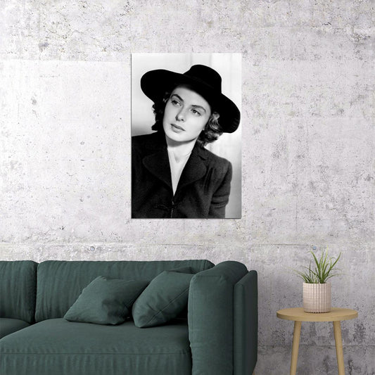 Ingrid Bergman Film Actor Black White Vintage Poster Wall Art Print Home Wall Decor - xonomax