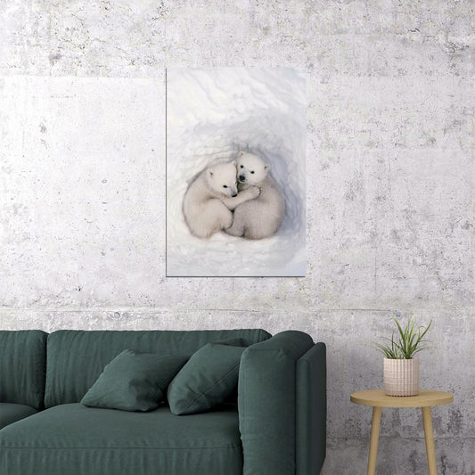 Polar Bears In The Snow Animals Polar Love Poster Wall Art Print Home Wall Decor
