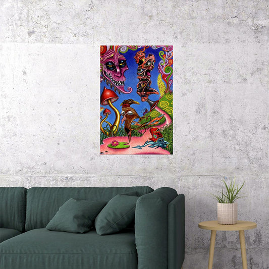 Psychedelic Shrooming Colorful Figures Poster Wall Art Print Home Wall Decor