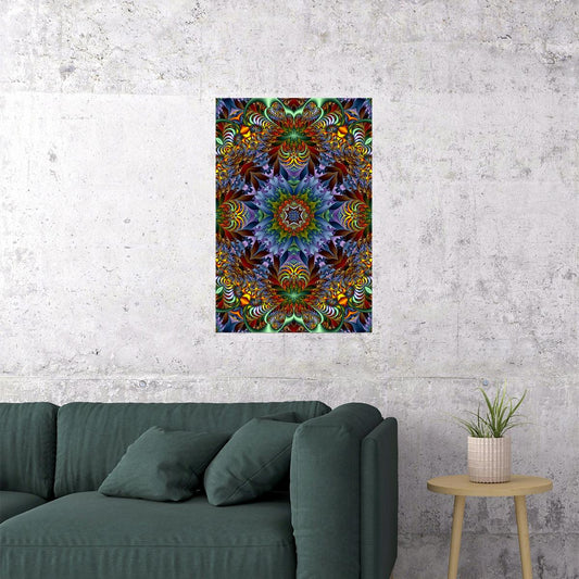 Classic Fractals Psychedelic Geometrical Poster Wall Art Print Home Wall Decor