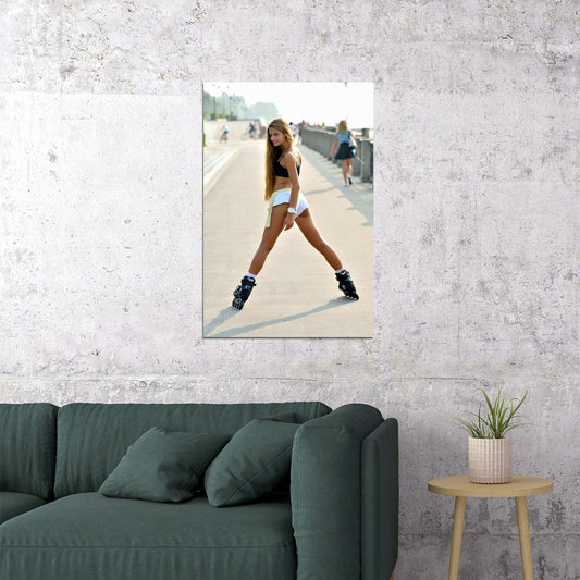 Rollerblade Bareass Sexy Beautiful Females Poster Wall Art Print Home Wall Decor