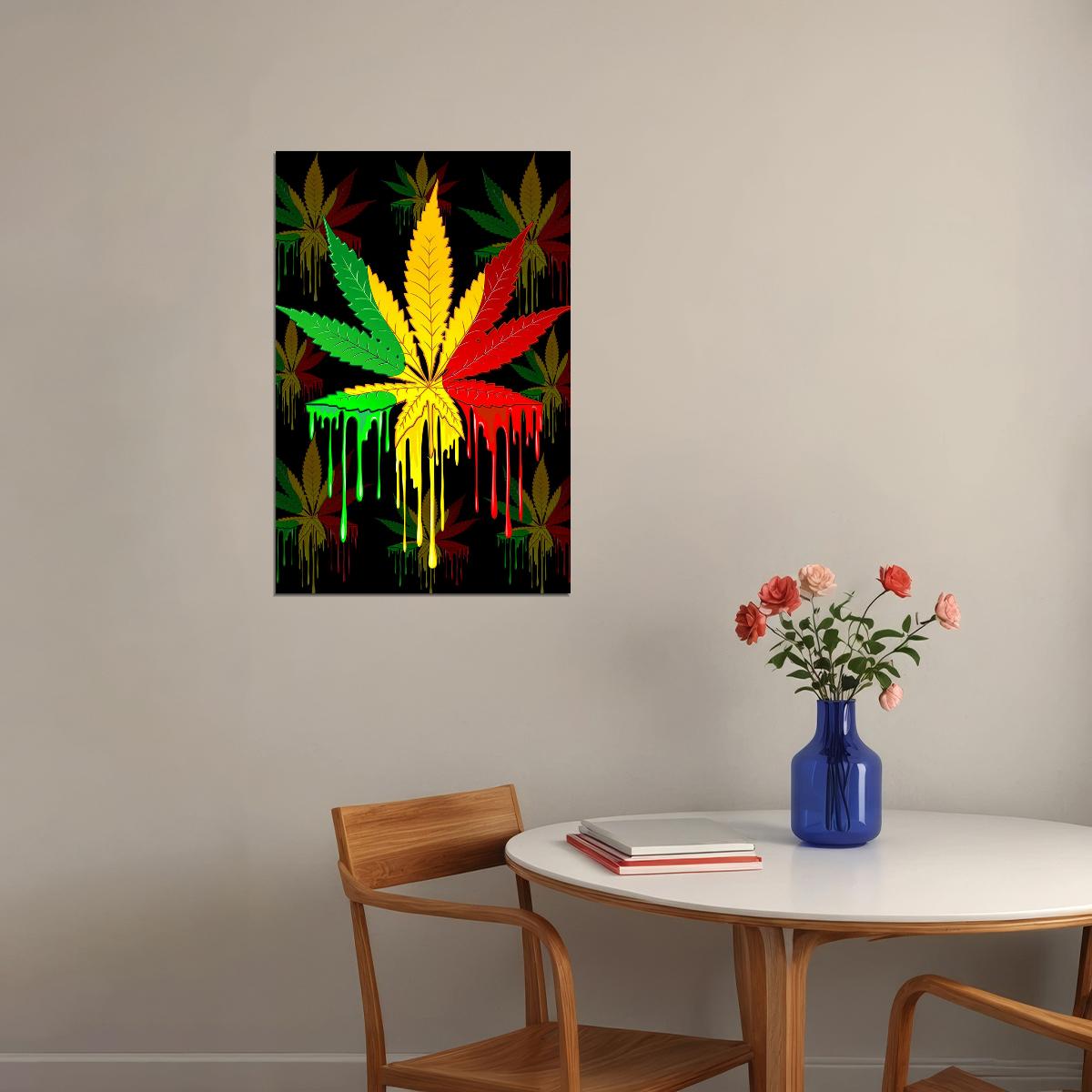 Marijuana Kronic Pyschedelic Colourful Foliage Poster Wall Art Print Home Wall Decor