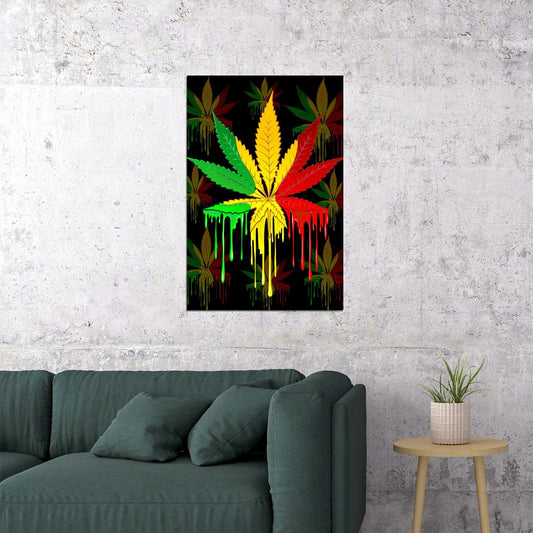 Marijuana Kronic Pyschedelic Colourful Foliage Poster Wall Art Print Home Wall Decor