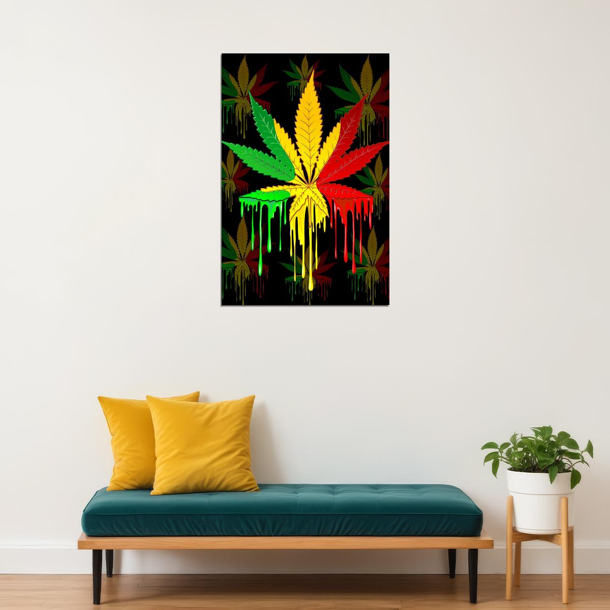 Marijuana Kronic Pyschedelic Colourful Foliage Poster Wall Art Print Home Wall Decor
