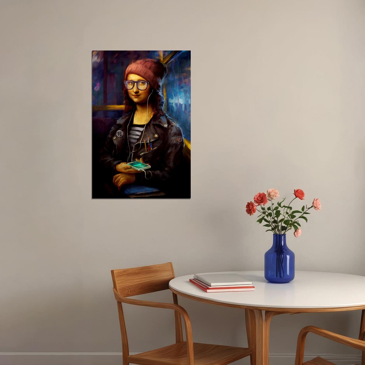 Naughty Mona Lisa Marijuana Themed Modern Poster Wall Art Print Home Wall Decor
