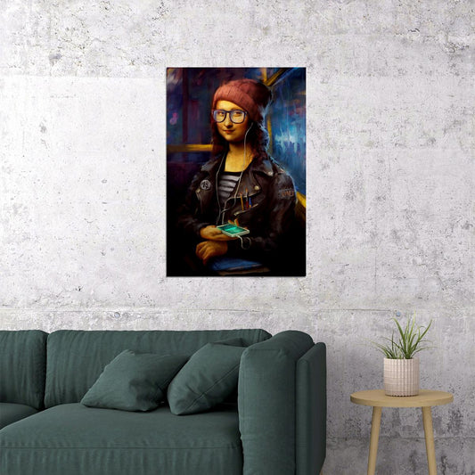 Naughty Mona Lisa Marijuana Themed Modern Poster Wall Art Print Home Wall Decor