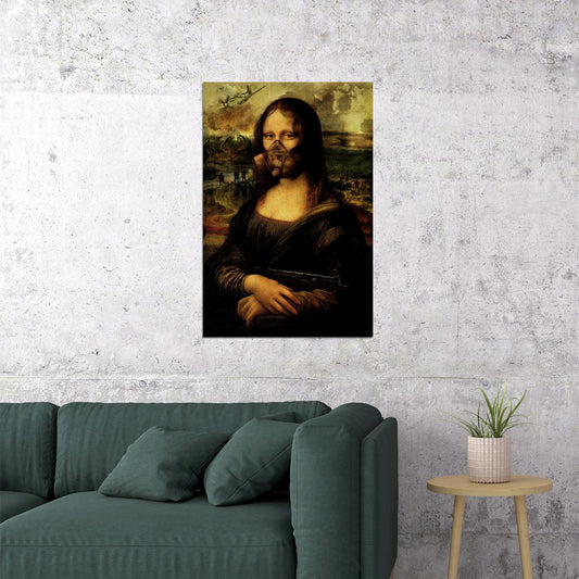 Naughty Mona Lisa Marijuana Themed Cartoon Poster Wall Art Print Home Wall Decor