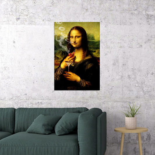 Naughty Mona Lisa Marijuana Themed Poster Wall Art Print Home Wall Decor