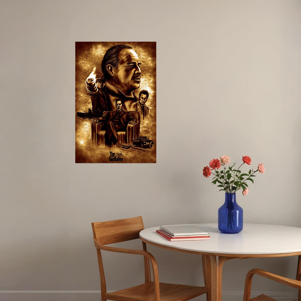 The Godfather Movie Marlon Brando Crime Action Poster Wall Art Print Home Wall Decor