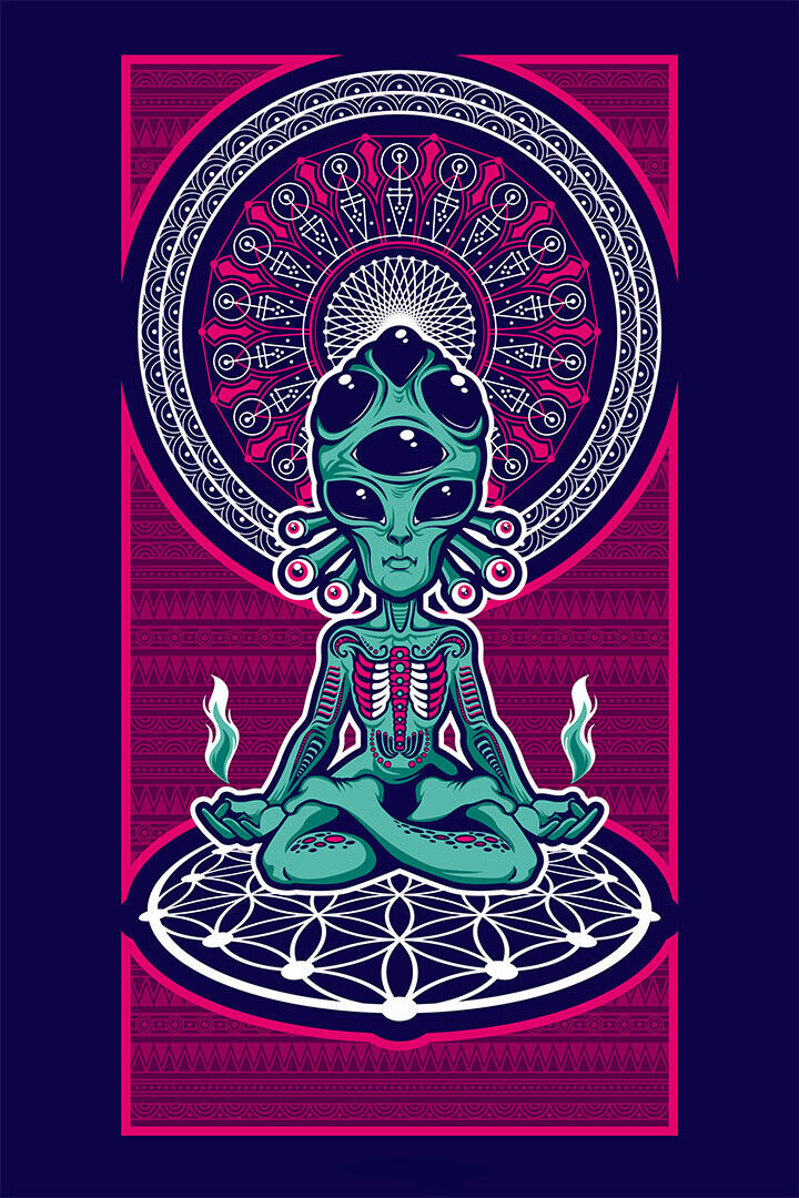 Alien Black Light Colorful Pattern Poster Wall Art Print Home Wall Decor