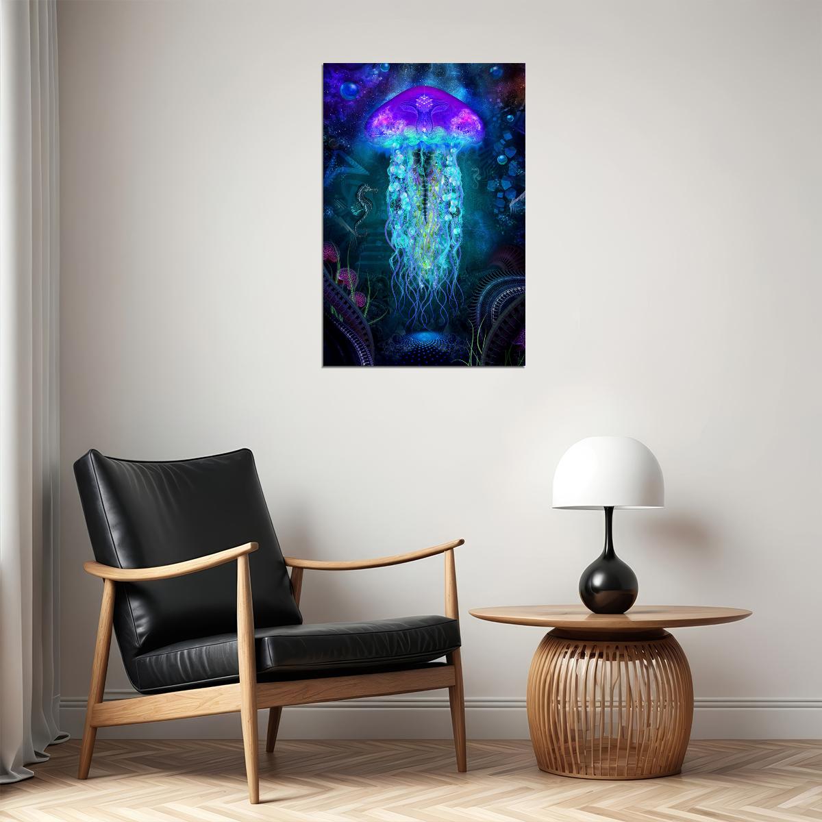 Pyschedelıc Undersea Jellyfish Colorful Poster Wall Art Print Home Wall Decor