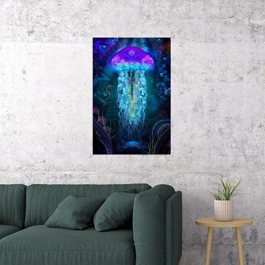 Pyschedelıc Undersea Jellyfish Colorful Poster Wall Art Print Home Wall Decor