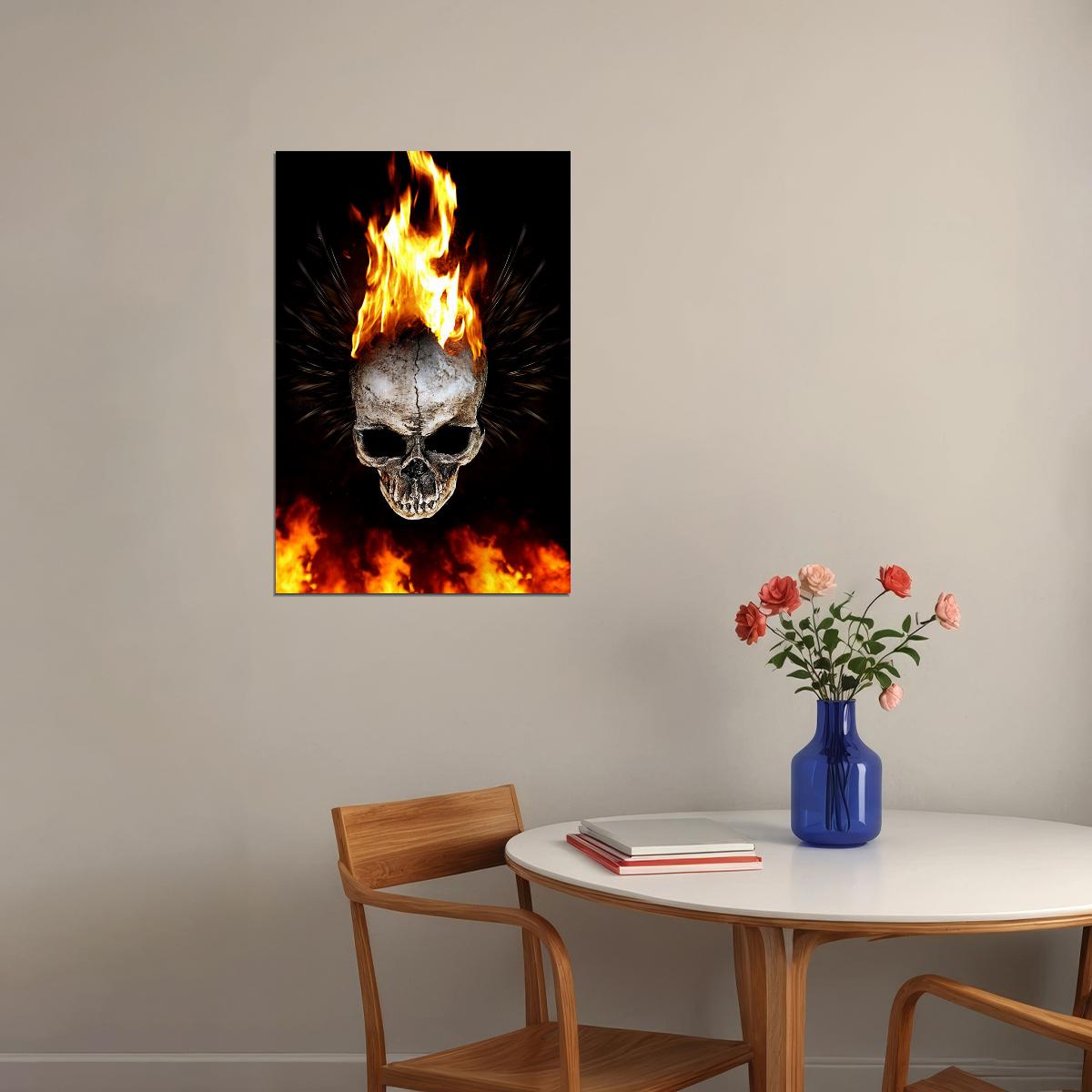Flaming Skull Fantasy Design Poster Wall Art Print Home Wall Decor