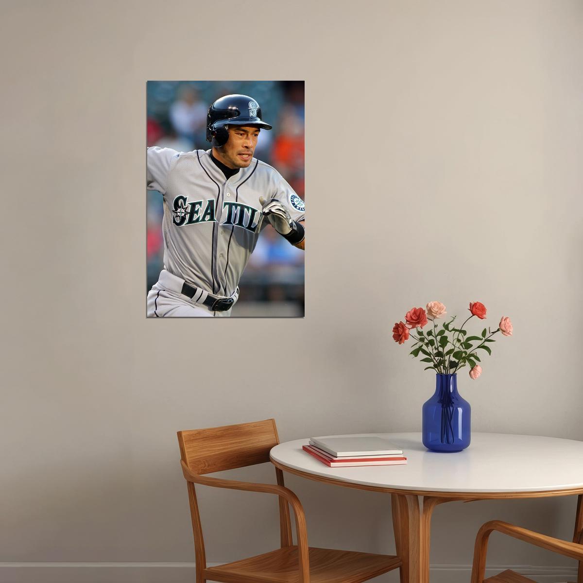 Baseball Ichiro Suzuki Seattle Athlete Poster Wall Art Print Home Wall Decor