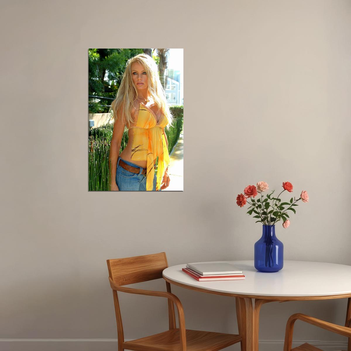 Nikki Ziering Sexy Female Model Yellow Dress Poster Wall Art Print Home Wall Decor