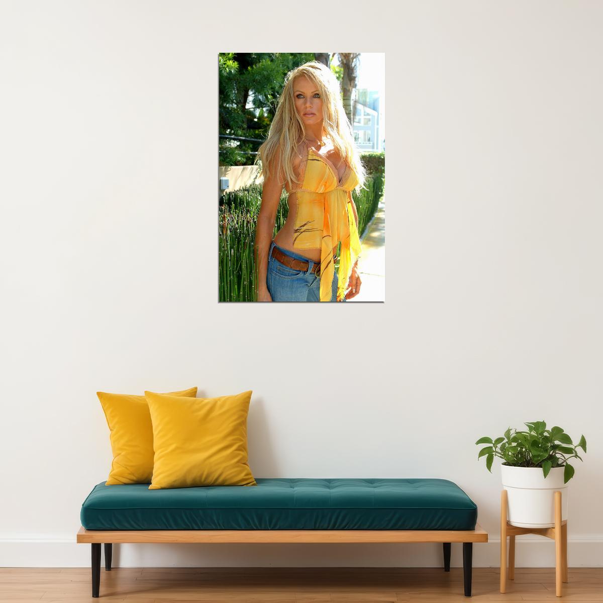 Nikki Ziering Sexy Female Model Yellow Dress Poster Wall Art Print Home Wall Decor