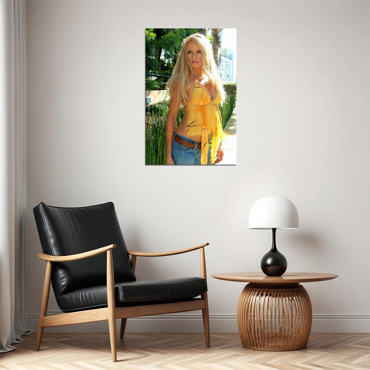 Nikki Ziering Sexy Female Model Yellow Dress Poster Wall Art Print Home Wall Decor