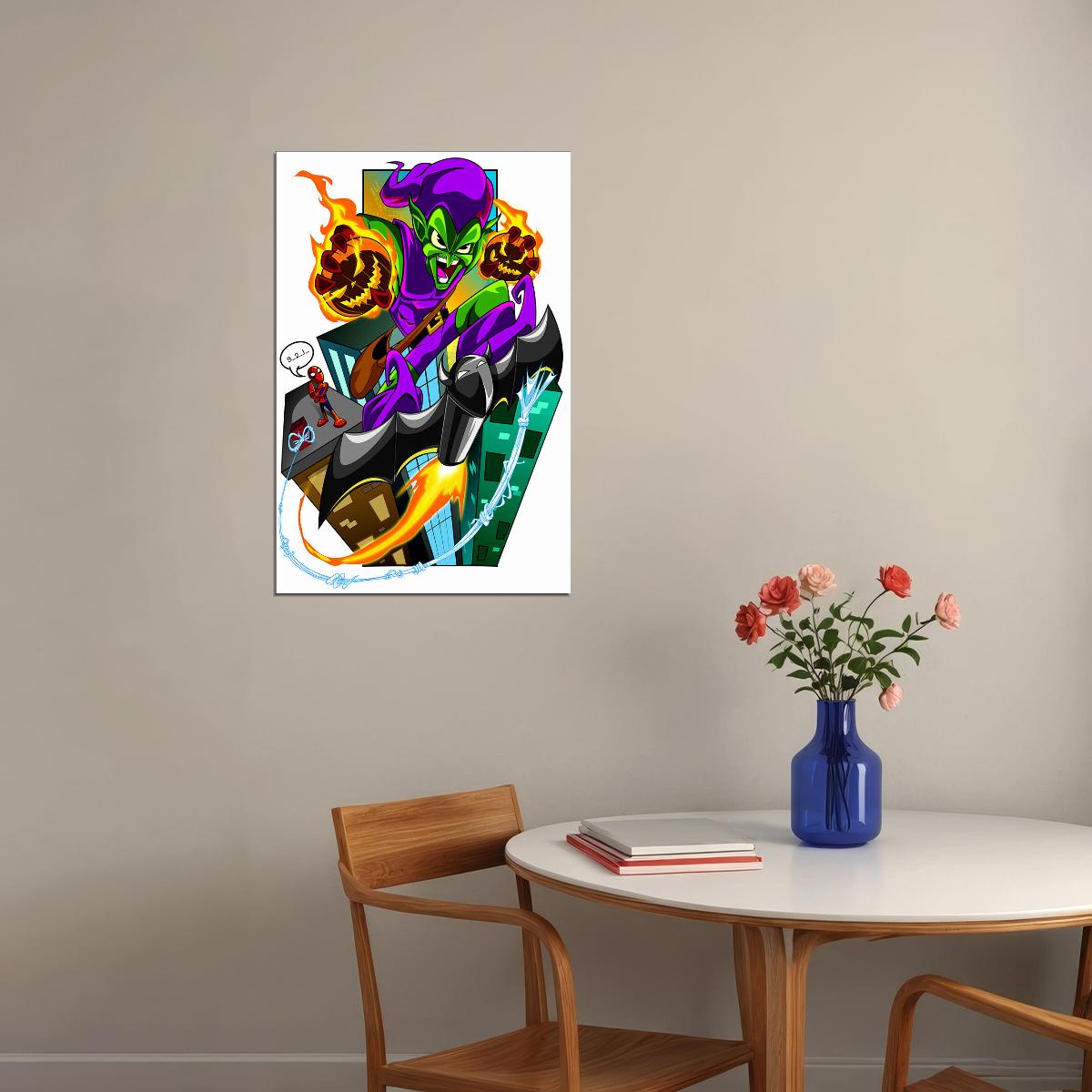 Green Goblin Cartoon Drawing Super Poster Wall Art Print Home Wall Decor