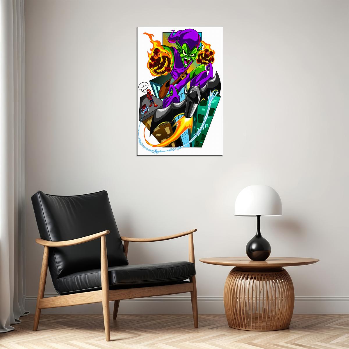 Green Goblin Cartoon Drawing Super Poster Wall Art Print Home Wall Decor