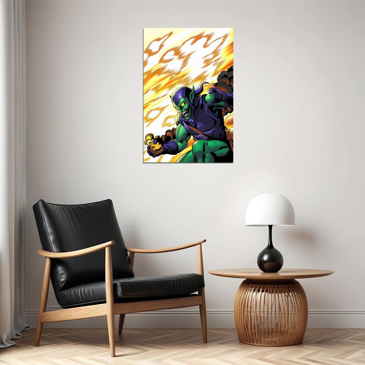 Green Goblin Cartoon Drawing Poster Wall Art Print Home Wall Decor