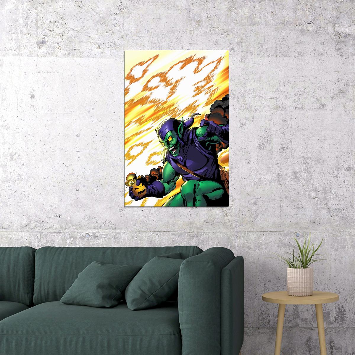 Green Goblin Cartoon Drawing Poster Wall Art Print Home Wall Decor