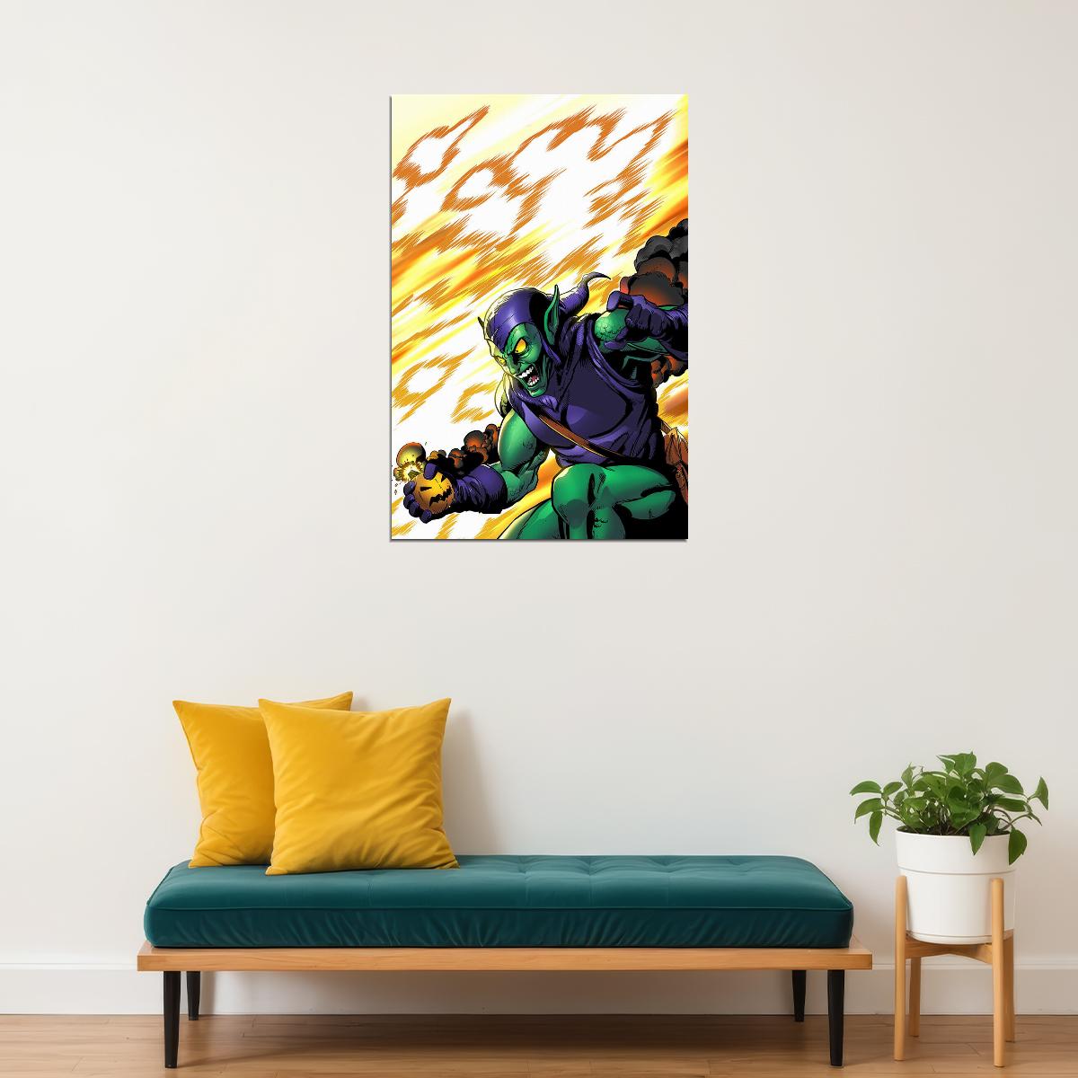Green Goblin Cartoon Drawing Poster Wall Art Print Home Wall Decor