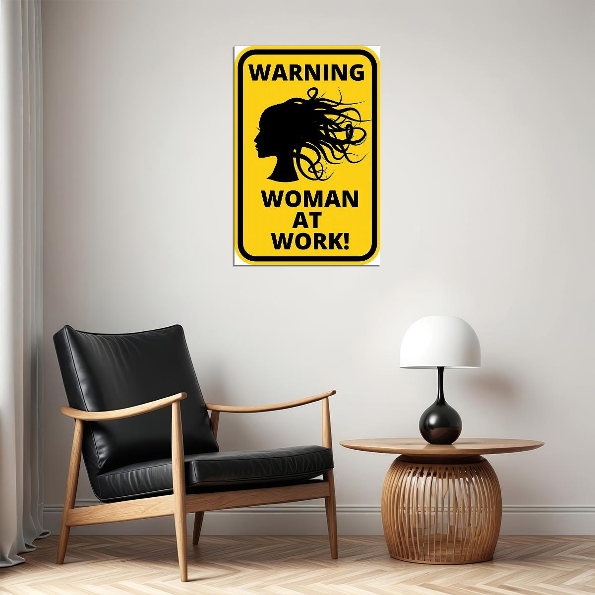 Caution Women At Work Warning Artwork Poster Wall Art Print Home Wall Decor