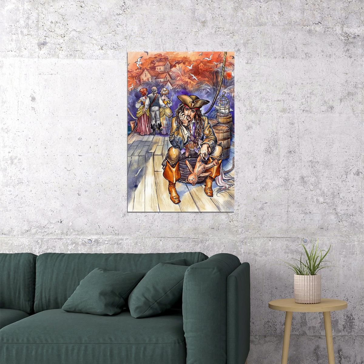 Pirates Of Carribean Movie Johnny Depp Excitement Poster Wall Art Print Home Wall Decor