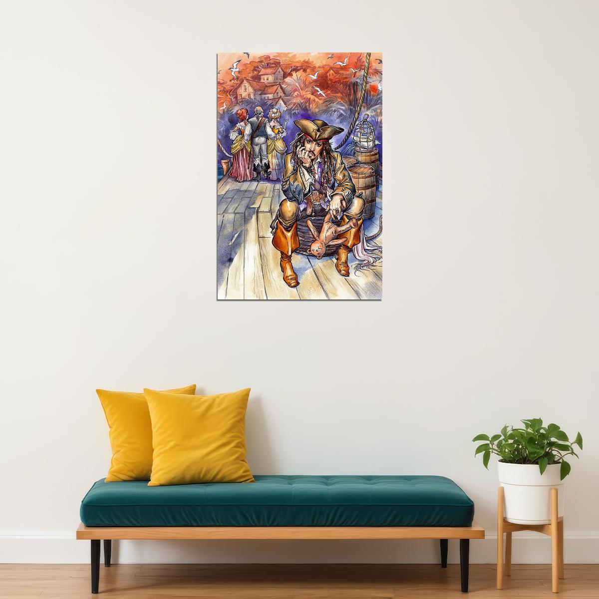 Pirates Of Carribean Movie Johnny Depp Excitement Poster Wall Art Print Home Wall Decor
