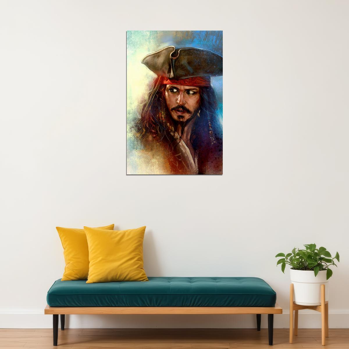 Pirates Of Carribean Movie Johnny Depp Cartoon Poster Wall Art Print Home Wall Decor
