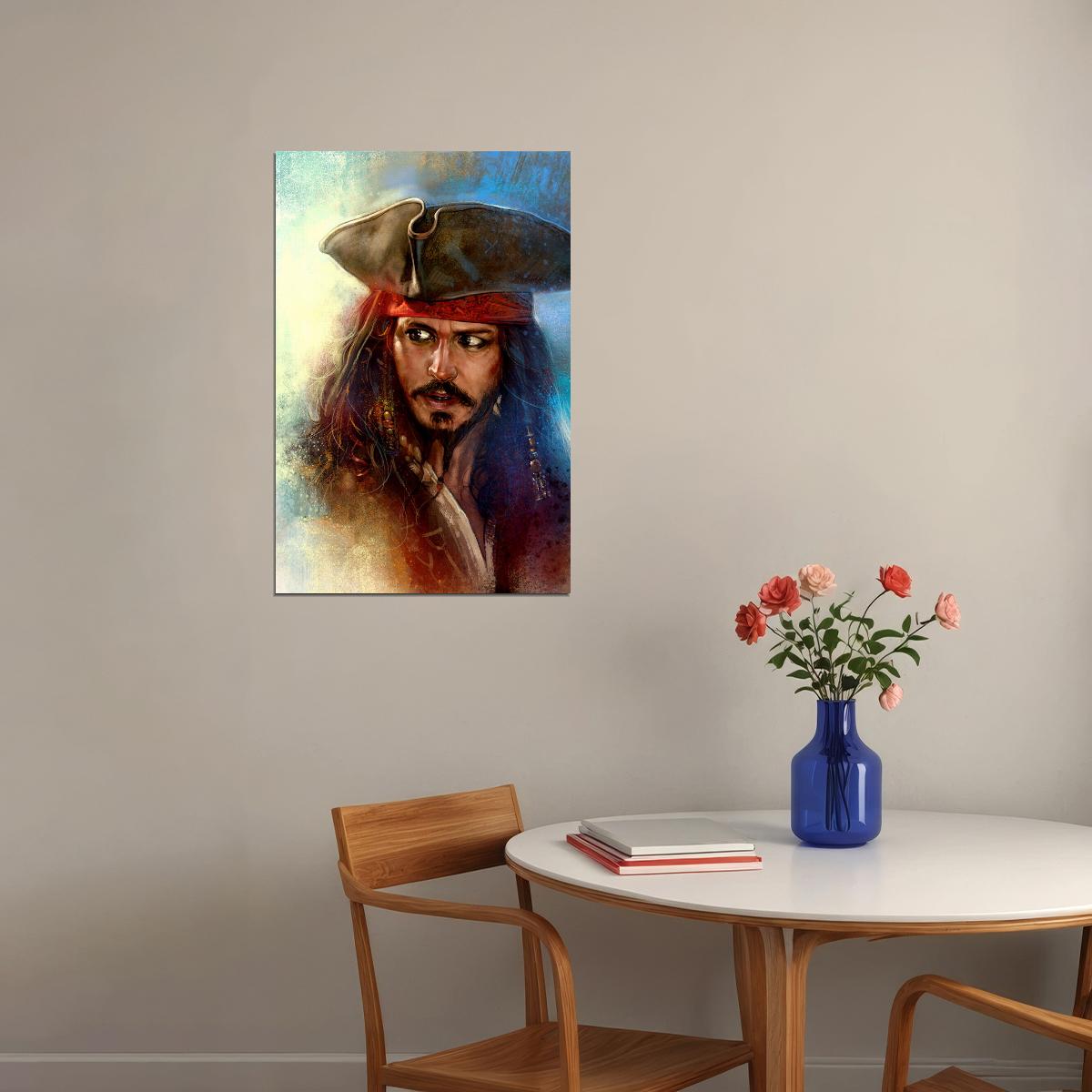 Pirates Of Carribean Movie Johnny Depp Cartoon Poster Wall Art Print Home Wall Decor