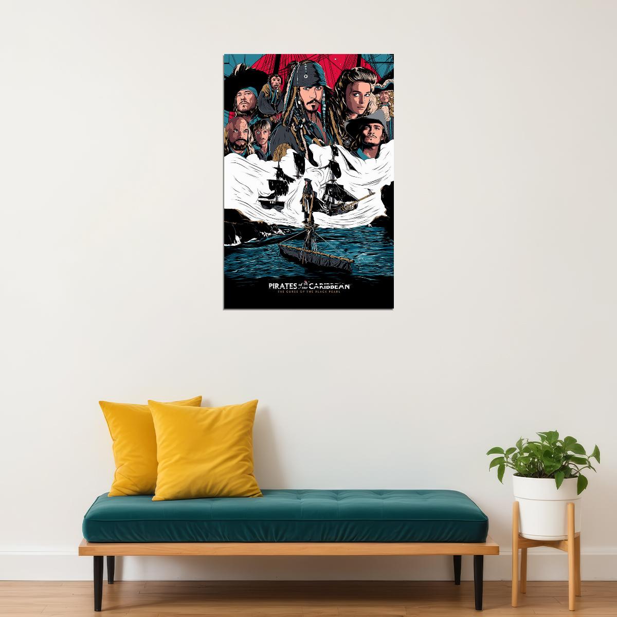 Pirates Of Carribean 1 Movie Johnny Depp Fantasy Poster Wall Art Print Home Wall Decor