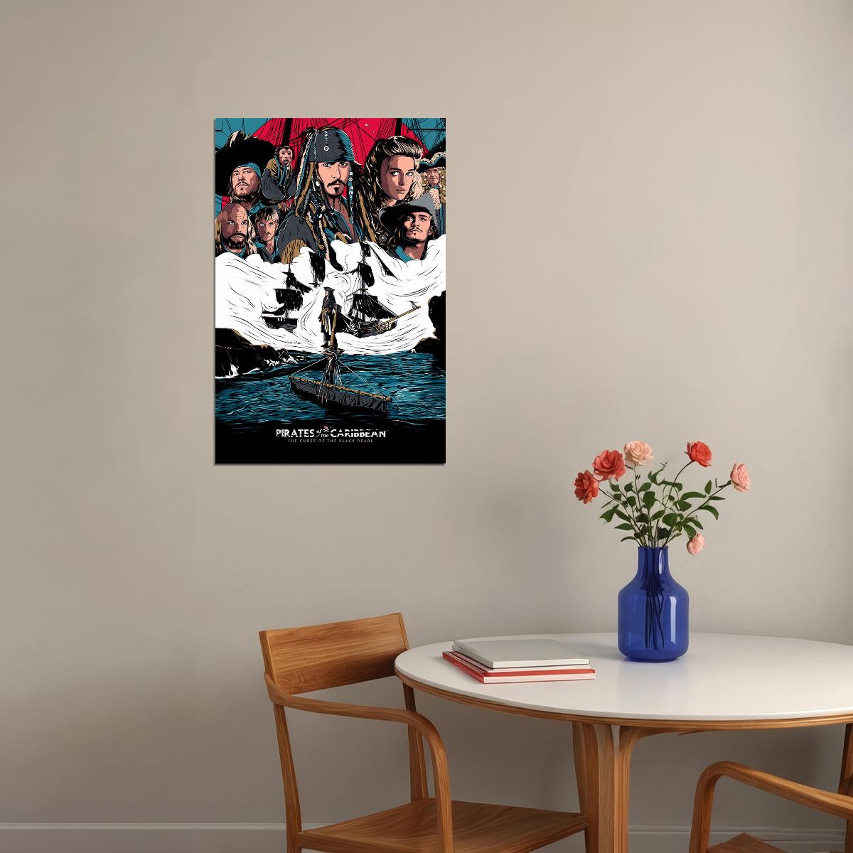 Pirates Of Carribean 1 Movie Johnny Depp Fantasy Poster Wall Art Print Home Wall Decor