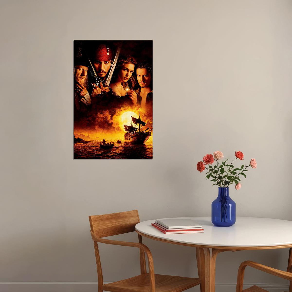 Pirates Of Carribean 1 Movie Johnny Depp Action Poster Wall Art Print Home Wall Decor