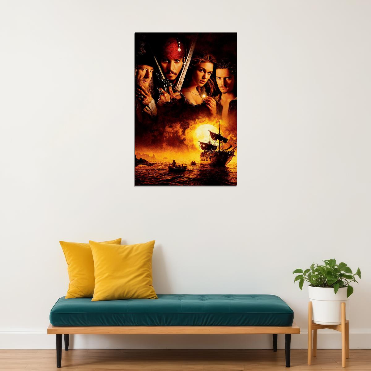 Pirates Of Carribean 1 Movie Johnny Depp Action Poster Wall Art Print Home Wall Decor
