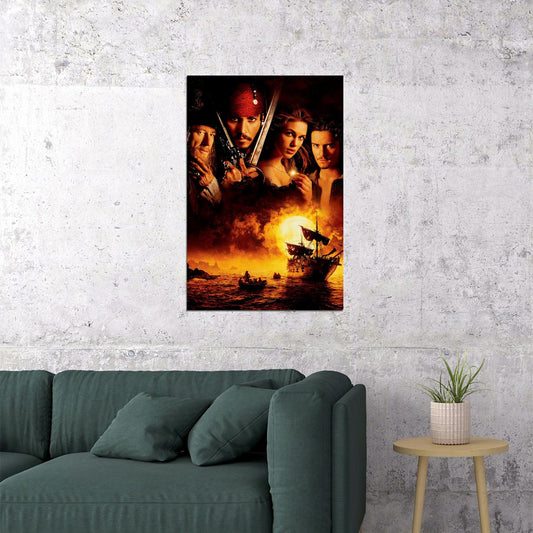 Pirates Of Carribean 1 Movie Johnny Depp Action Poster Wall Art Print Home Wall Decor