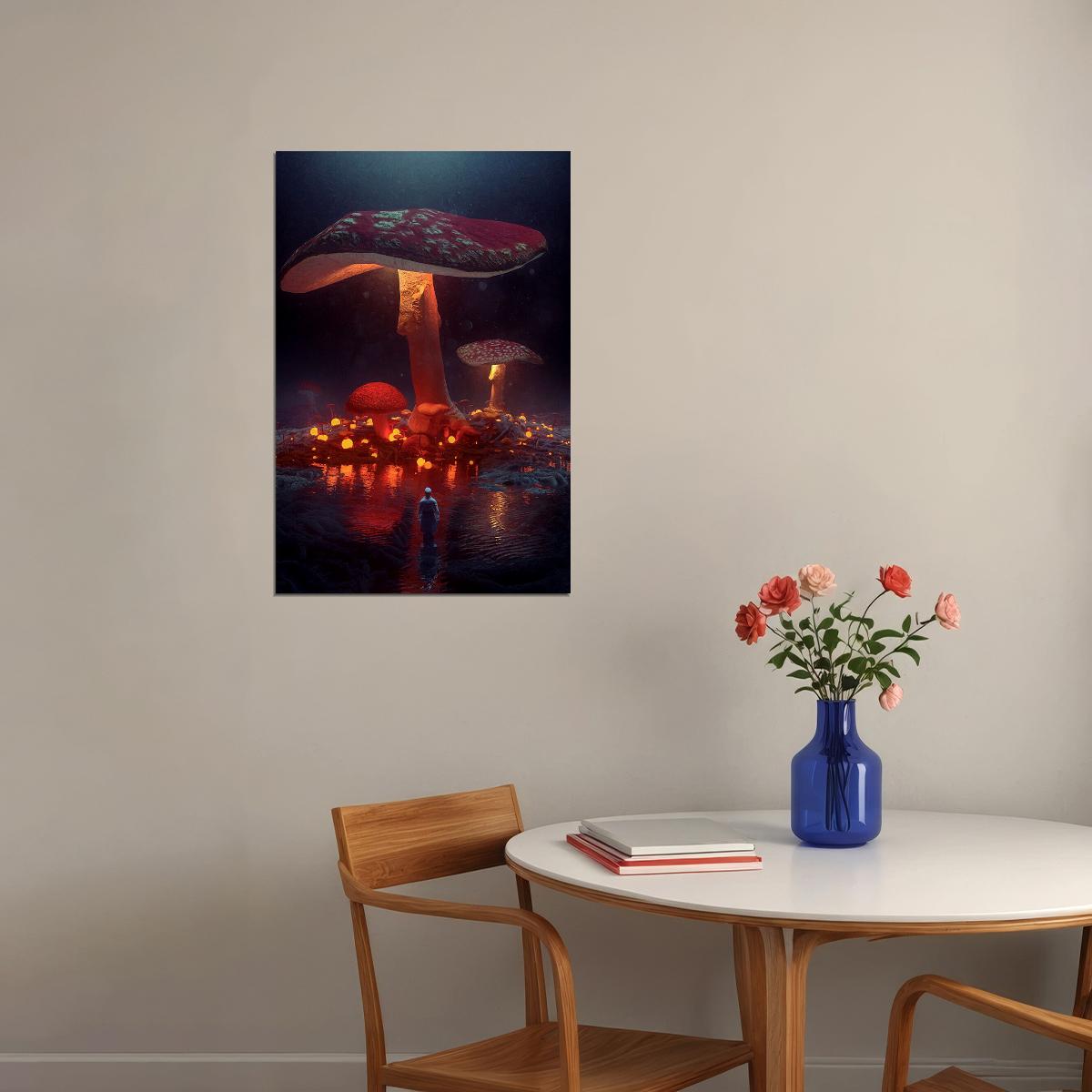 Mushrooms And Flocked Poster Wall Art Print Home Wall Decor