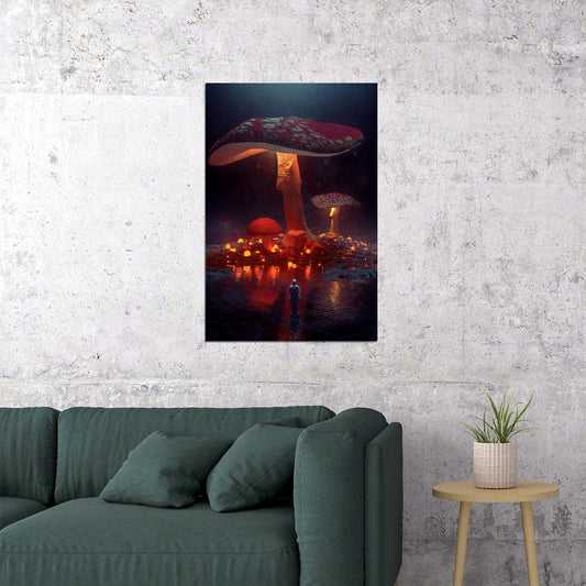 Mushrooms And Flocked Poster Wall Art Print Home Wall Decor