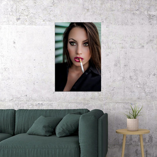 Smoking Sexy Female Model With Cigar Poster Wall Art Print Home Wall Decor