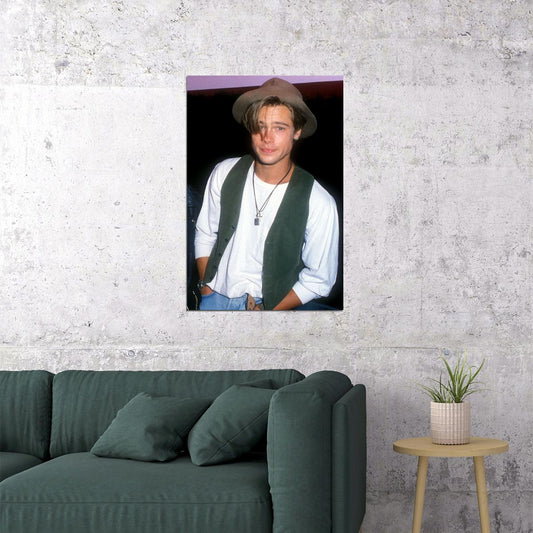 Brad Pitt Young Actor Long Hair Poster Wall Art Print Home Wall Decor