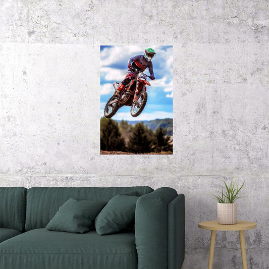 Motocross Flying Tigers Sports Poster Wall Art Print Home Wall Decor