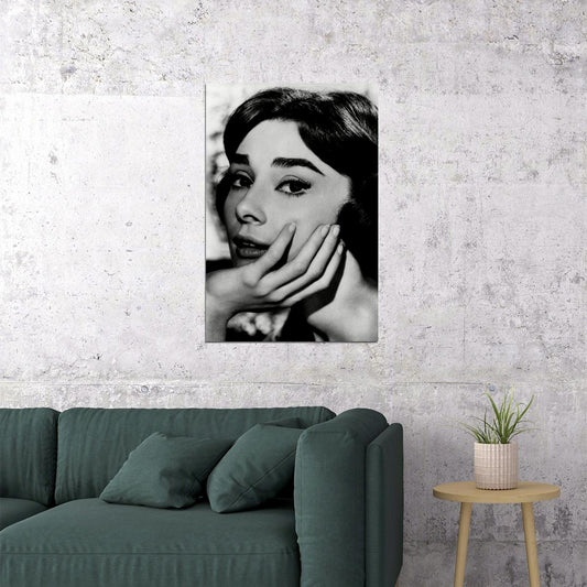 Audrey Hepburn Actress Hands Under Chin Poster Wall Art Print Home Wall Decor