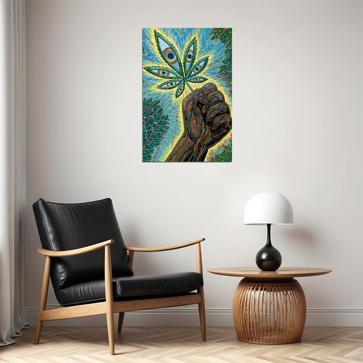Marijuana Theme Pyschedelic Leaf Artwork Poster Wall Art Print Home Wall Decor